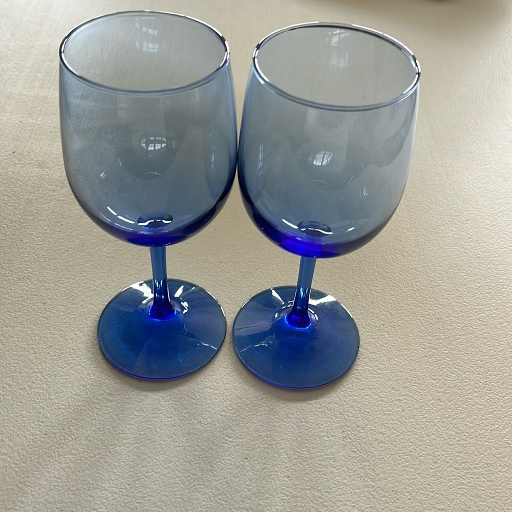 Two Blue Wine Glasses
